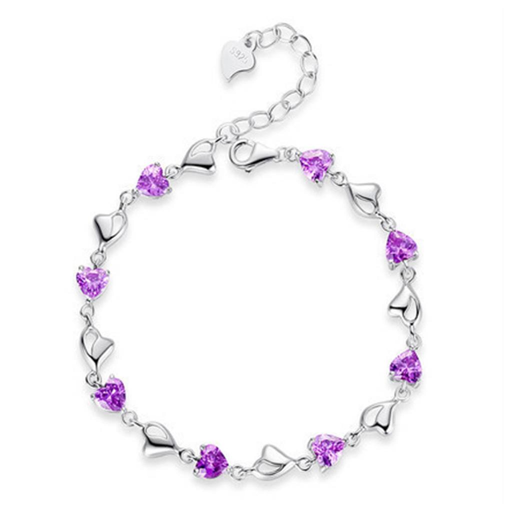 Women Bracelet S925 Silver Hrt Rhinestone Simple   Accessory Present for Friends