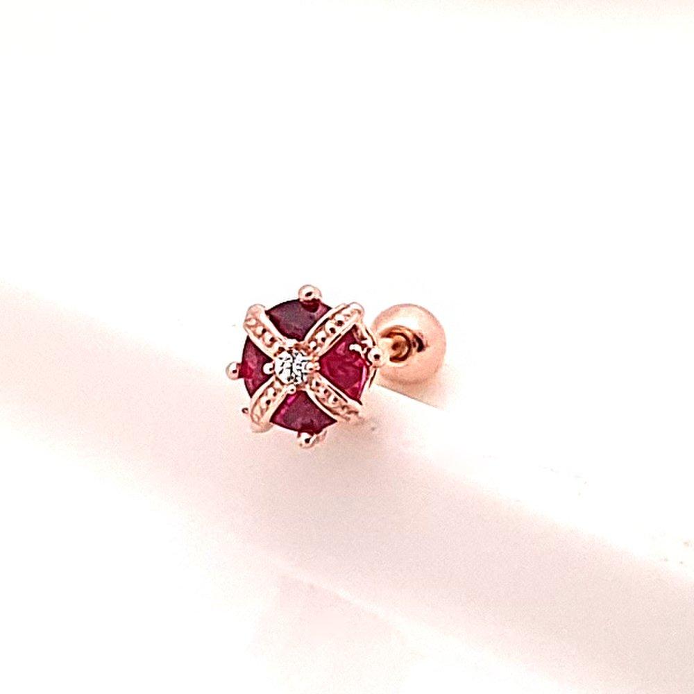 

[Costarswag] 14K Gold Genuine Ruby Crown Piercing