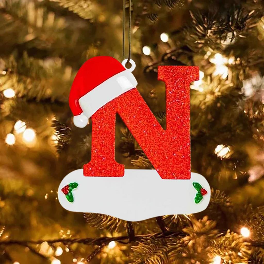 Christmas Tree Decorations 26 English Letters Ornaments DIY Xmas Tree Hanging Decor Single Letter With Christmas Hat