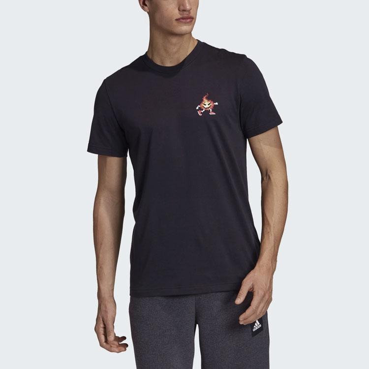 Adidas 8-Bit Platform Print Sports Round Neck Short Sleeve T-Shirt Men Tops Black FN1720