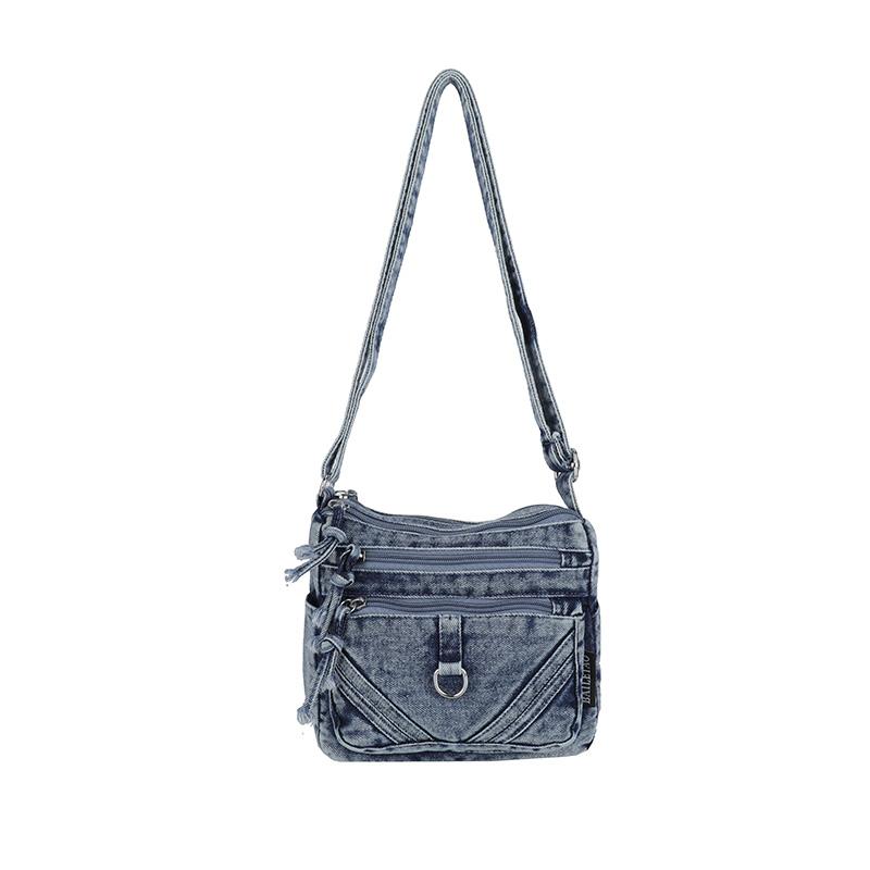Women's Bag Vintage Denim Bag Travel Crossbody Bag Multi-Layer Shoulder Bag Underarm Bag