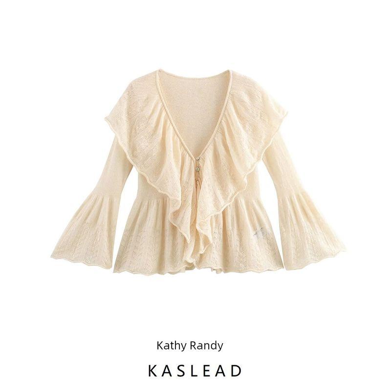 Kaslead New Arrival Women's Clothing Fashion Style Fashion Laminated Decoration Thin Knitwear 3456101