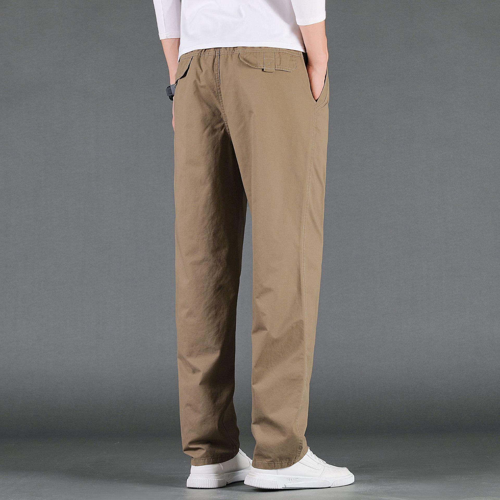 

Мужские брюки карго из чистого хлопка - Свободный крой, Прямая штанина, Большой размер, Весенне-осенний стиль 4XL хаки