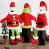 Santa Suit Wine Bottle Cover Christmas Wine Bottle Topper Covers with Leg And Hat Holiday Dining Table Centerpiece for Xmas Party Decor