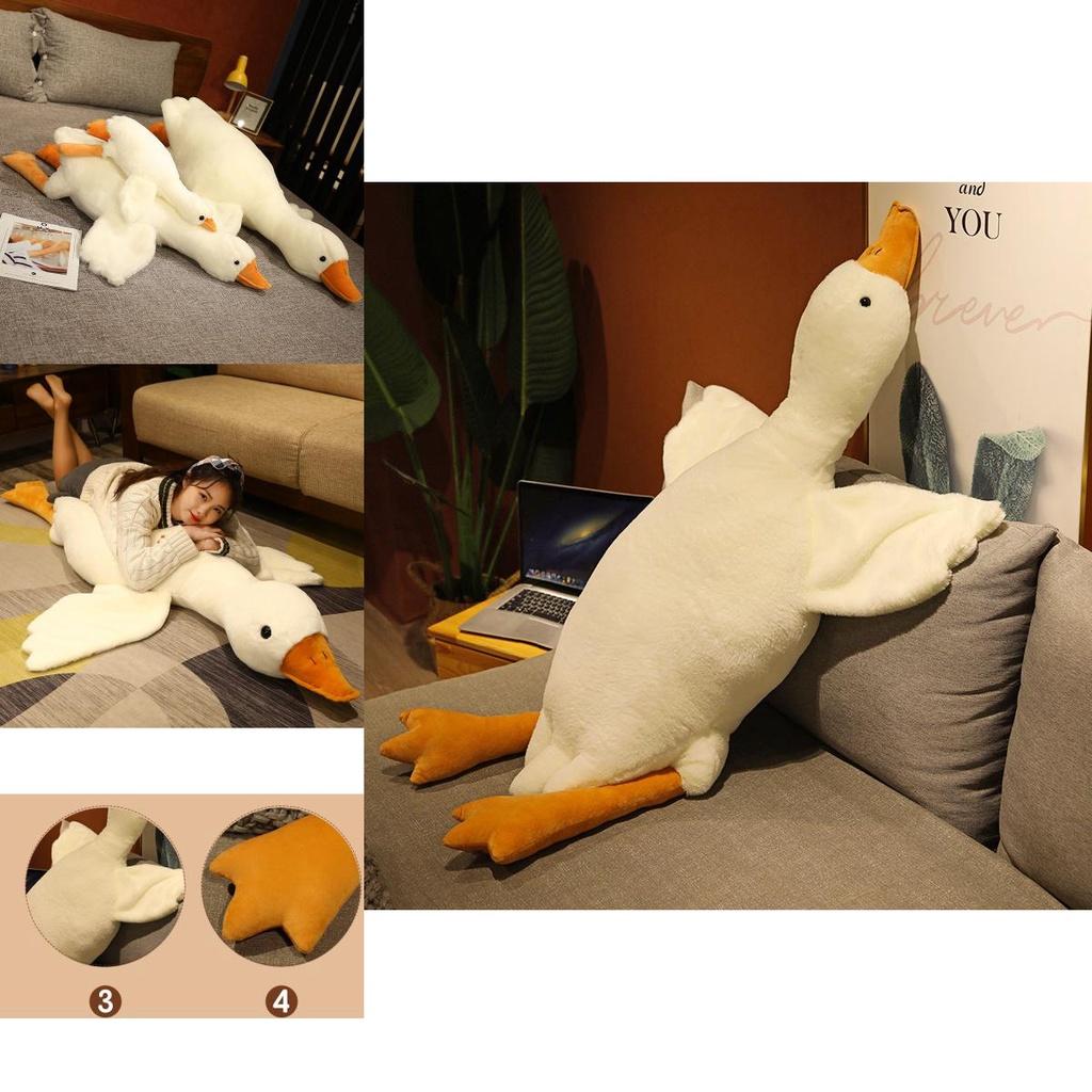 Huge 19.7/35.4/51.2in White Goose Plush Sleeping Toy Cushion For Kids