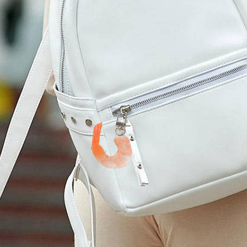 Food Keychain Charm Women Keychain Imitation Shrimp Fake Shrimp Keychain Key Ring Pendant Creative Keyring Fun Cute For Car Key