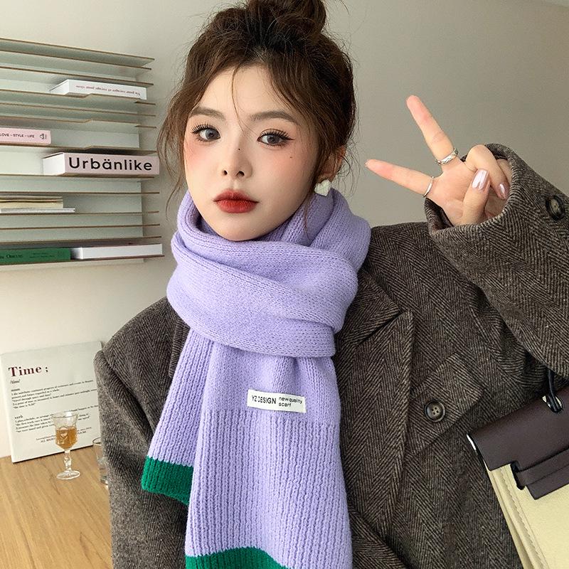 Japanischer und koreanischer Strickwollschal für Damen - Warmer Winter-Nackenwärmer, Perfektes Neujahrs-Rot-Weihnachtsgeschenk