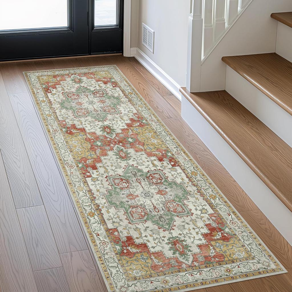 Tappeti a passatoia lavabili in lavatrice, antiscivolo, vintage, retrò, a pelo corto, leggeri, morbidi, stampati, per la decorazione della casa