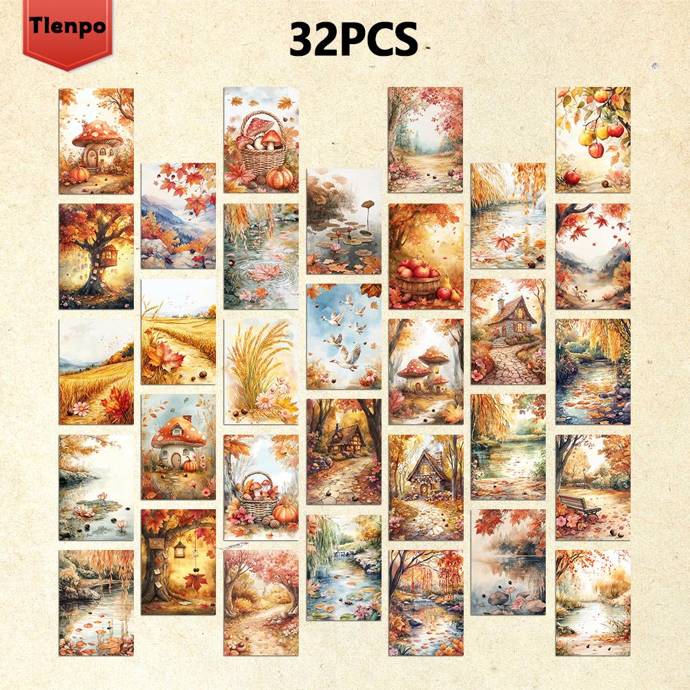 

32 pcs, autumn harvest postcards, wall stickers, mailing cards, greeting cards, DIY postcards, souvenir postcards, decorations чистий