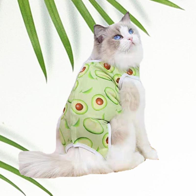 

Защитная одежда для кошек после операции - защита от укусов и облизывания, с мультяшным принтом S