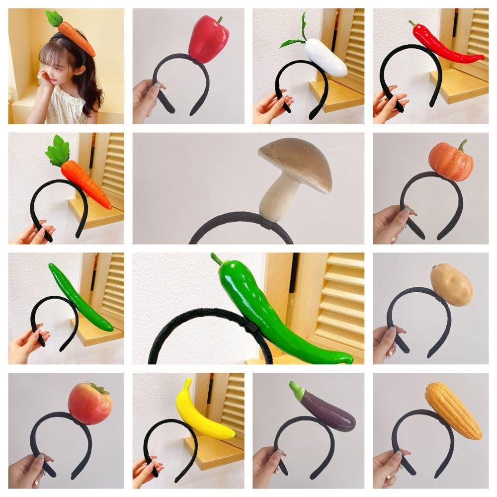 Cute Tomato Simulated Food Hair Hoop Potato Banana Fruits Headband Headwear Radish Vegetable Hair Bands Wash Face