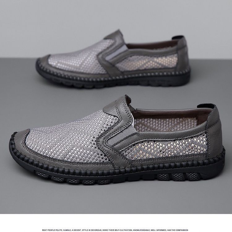 

Лаобей летние тонкие дышащие сетчатые туфли повседневные сетчатые туфли мягкая подошва нескользящие на одной педали для ходьбы папины туфли 38 серый