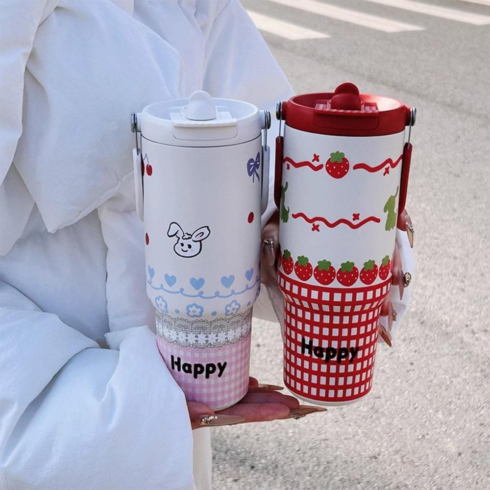 900ml Insulated Cup Stainless Steel Insulation Or Cooling Thermal Water Bottle with Lifting Hand High-Capacity Vacuum Flask