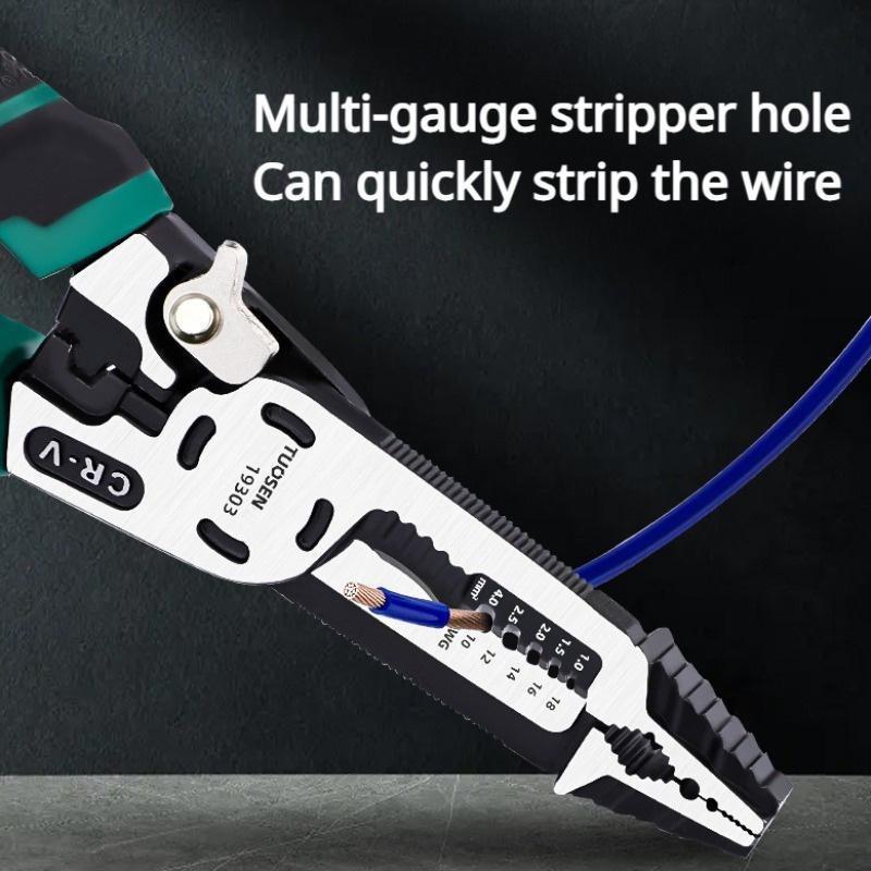 1pc Electrician's Wire Cutting Pliers, Multi-Purpose Wire Stripping Tool, High Carbon Steel Vise