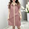 ZANZEA Women Splice Turn Down Collar Casual Short Sleeve Shirt Dress