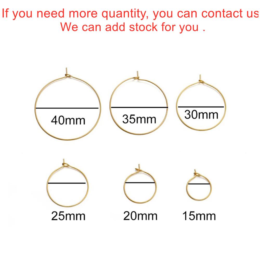 20pcs/lot Gold Stainless Steel Big Circle Wire Hoops Loop Earrings High Quality for DIY Dangle Earring Jewelry Making Supplies