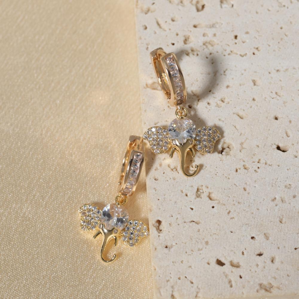 1 Paar Mode Elefanten Hängeohrringe für Damen Zirkonia Ohrring Schmuck Hochzeitsparty Accessoires