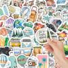 52 Minimalist Outdoor Travel Stickers: Waterproof Travel Map & Journal Decorations for Suitcases