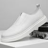 Thick Soled Comfort Leather Loafers Shoes Men 2025 Spring New White Designer Casual Luxury Shoe Men Business Board Shoes