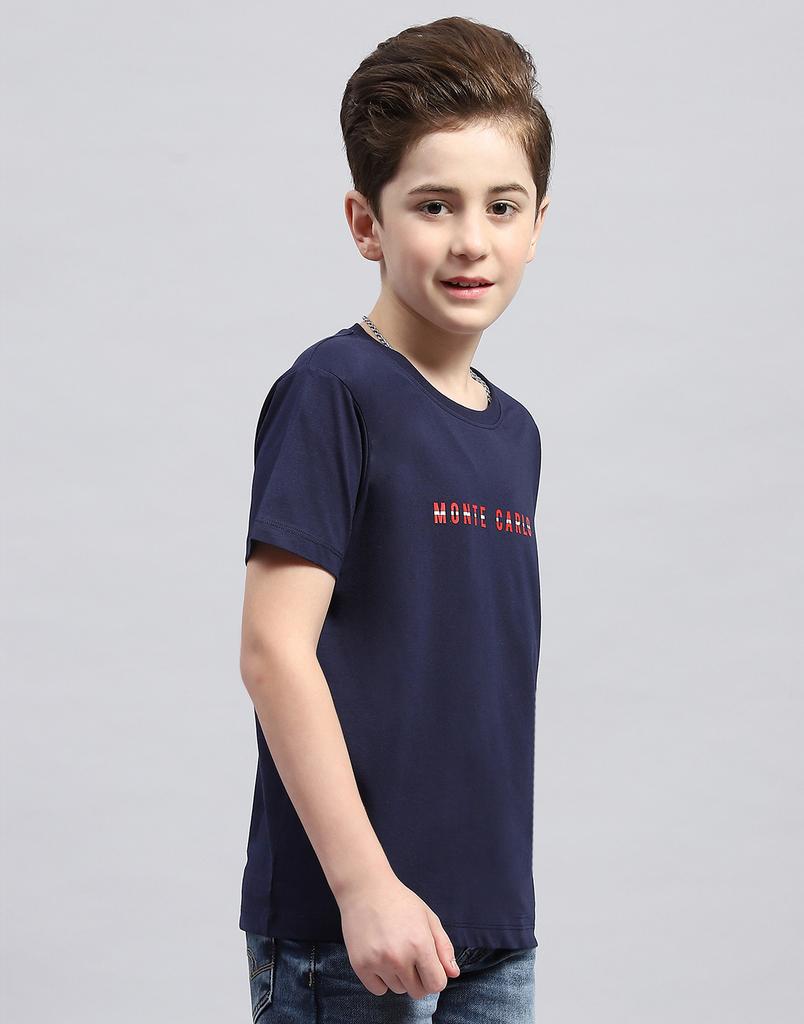 MONTE CARLO Boys Red Printed Round Neck Half Sleeve Regular Fit T-Shirt