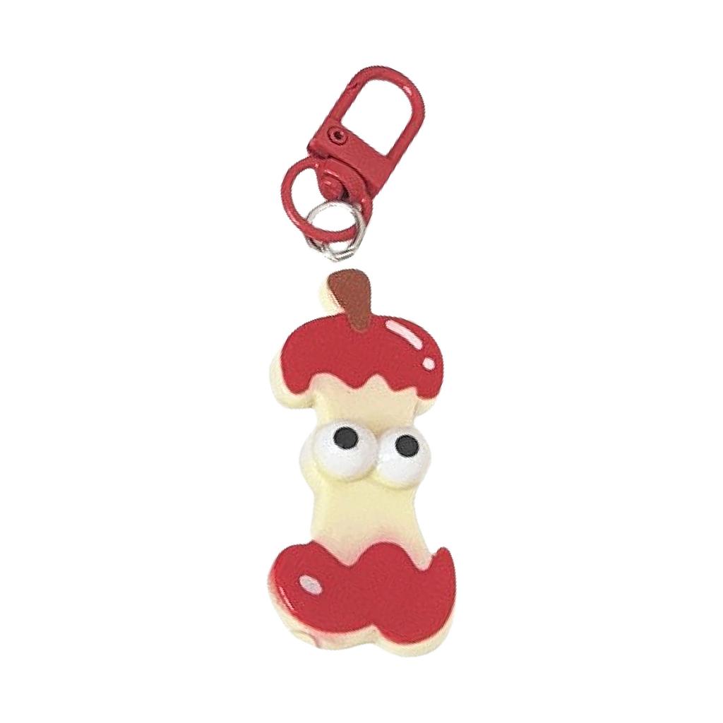 Funny Face Cartoon Red Apple Keychain For Keys Bags Backpacks Cute Gift Idea Durable Plastic Key Ring With Playful Design