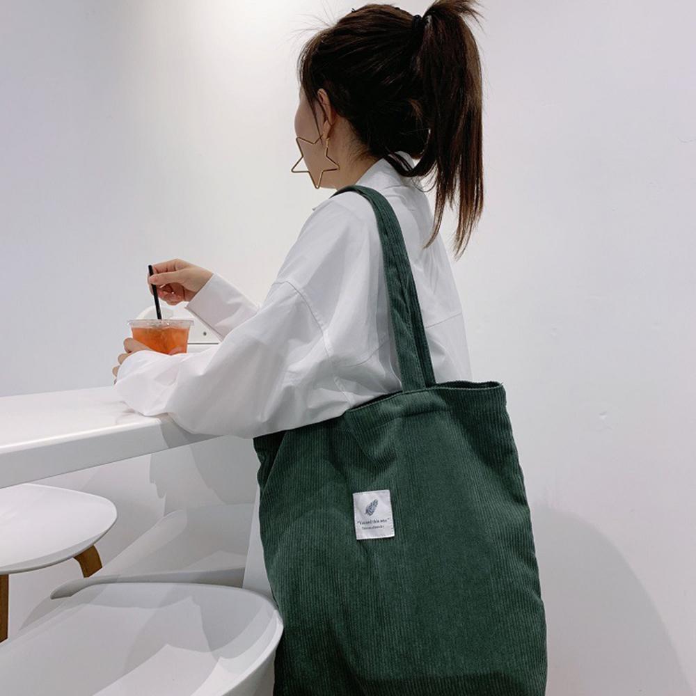 Sacs à bandoulière Envirmental Sacs cabas féminins Sacs de rangement Grand sac en velours côtelé Pour un usage quotidien Cadeau pour filles Shopping