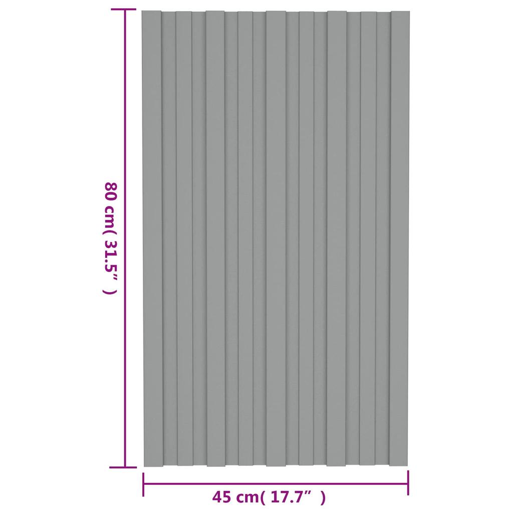 Roof Panel 36 Pcs Grey 80 x 45 cm Galvanized Steel