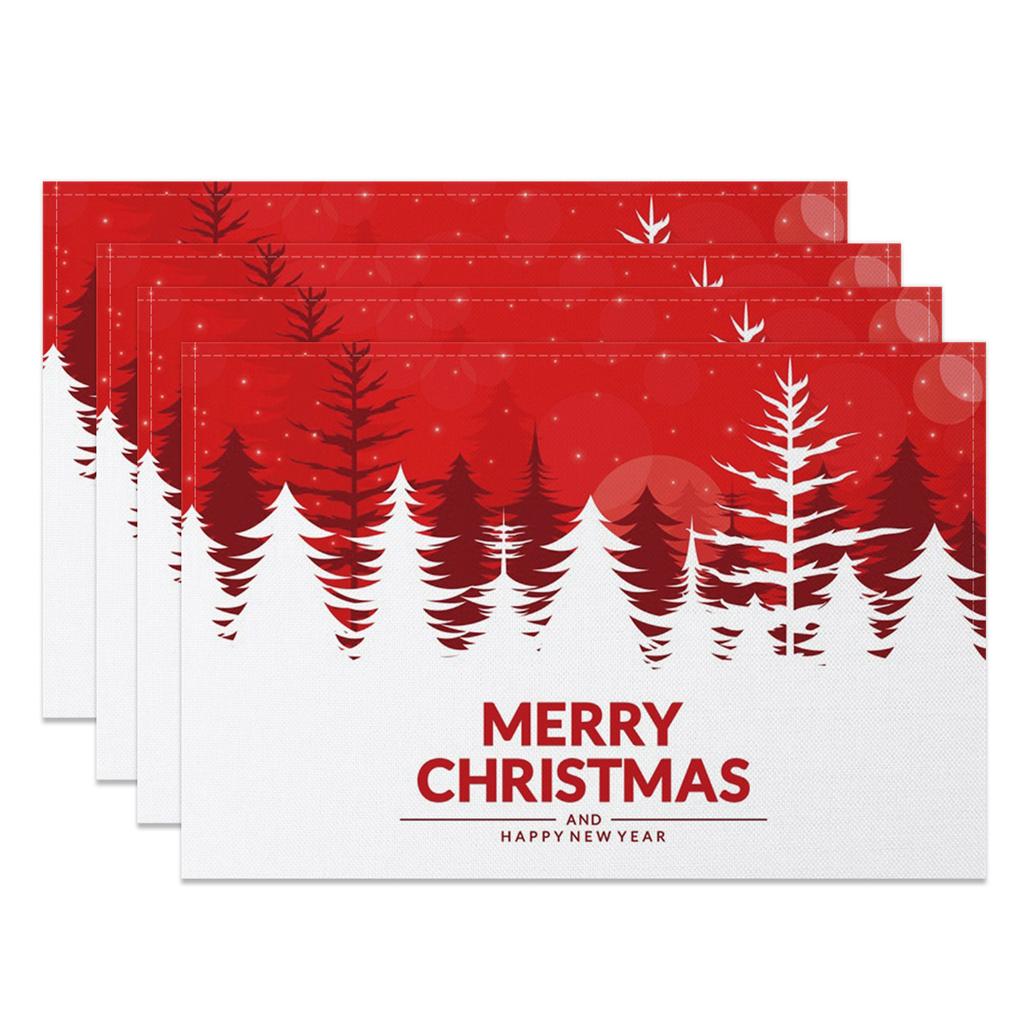 Christmas Placemats Dining Table Festive Holiday Decoration Snowflakes Tree Designs Dining Mats for Xmas Party Family Dinner