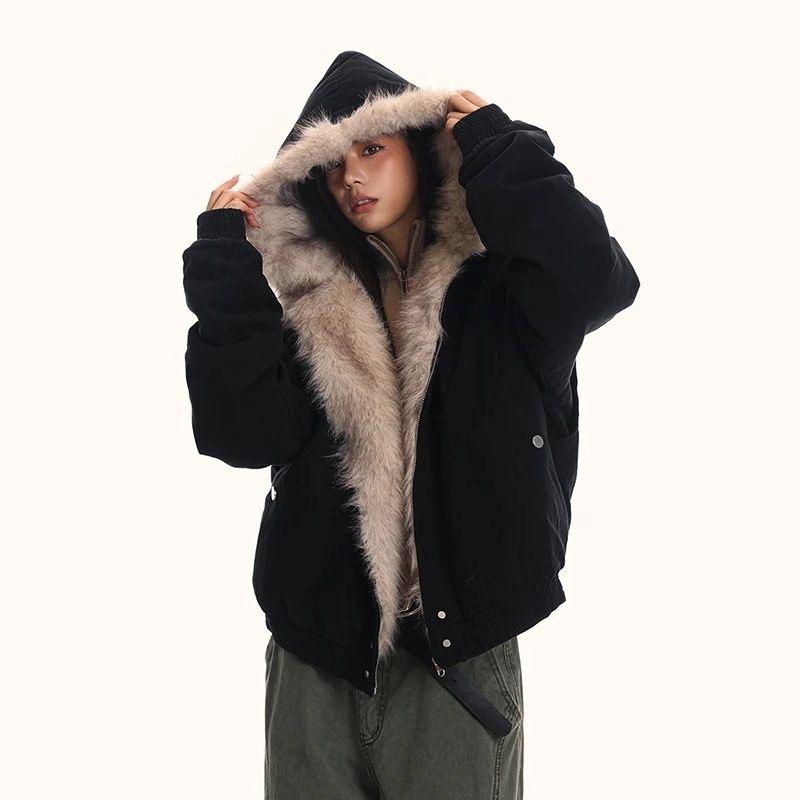 Mount carving cotton clothes men's and women's sweater collar cotton-padded clothes short thickened warm small hooded loose wool cotton jacket