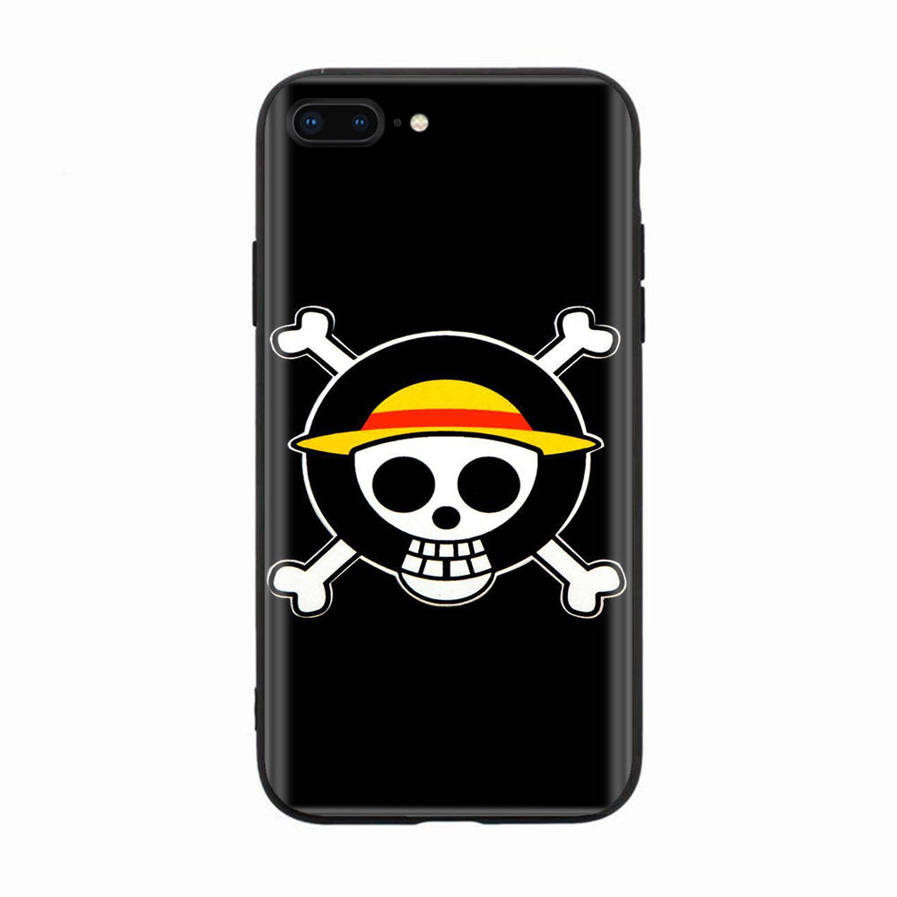 Schwarze Hülle für Xiaomi Redmi 13C Note 9 iPhone XR 7 8 14 15 11 12 13 X XS Pro Max Samsung A25 S23 S24 FE Ultra Plus One Piece Strohhut Piratenflagge