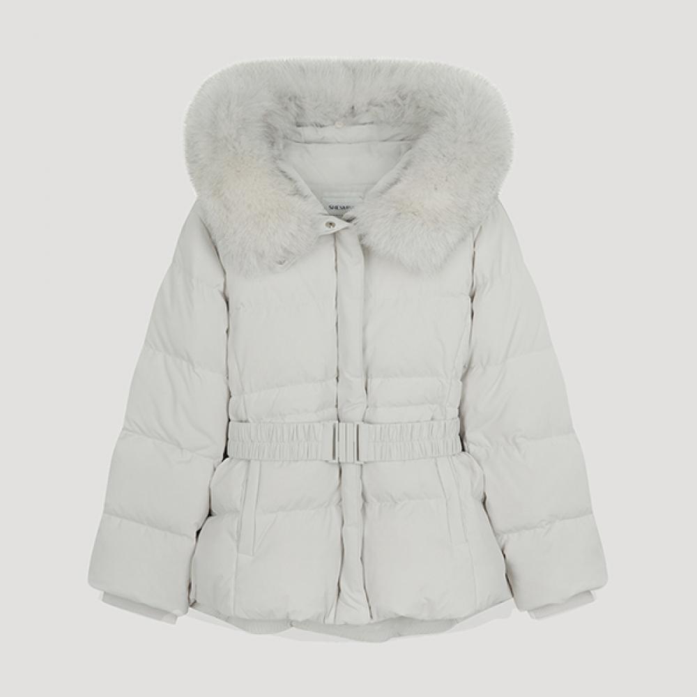

She S miSS Fox Fur Belted Duck Down Jumper SSdjpo42030 Iv Ivory/55
