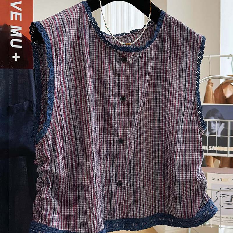 Vest for Women Summer Lace Sleeveless Tops Vest Oversize Casual Sleeveless Coat Buttons Camisole Vest