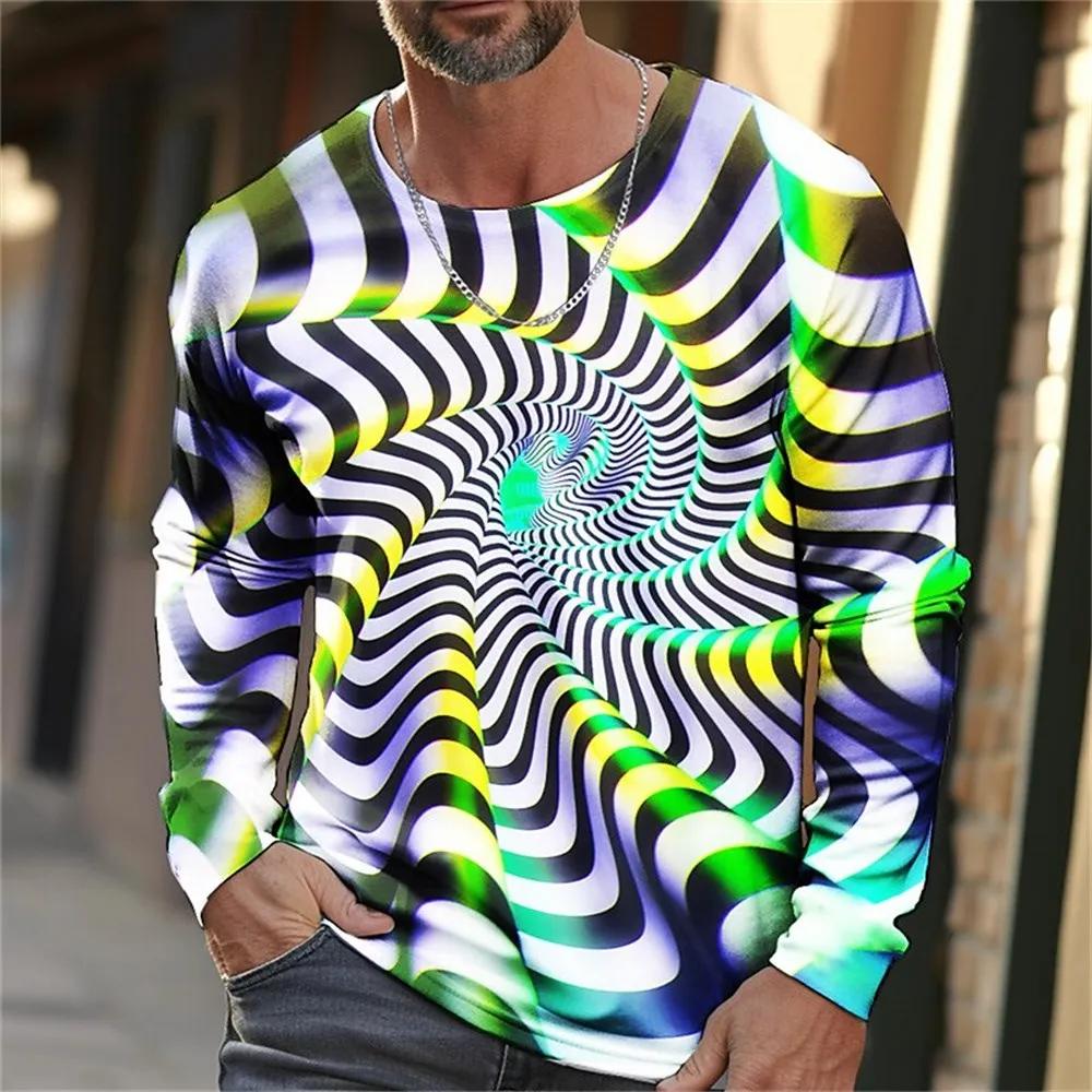 2024 Men'S Long Sleeve T-Shirts Harajuku 3d Print Graphic Men Oversized Clothing Fashion Street Tees Shirt Casual O Collar Tops
