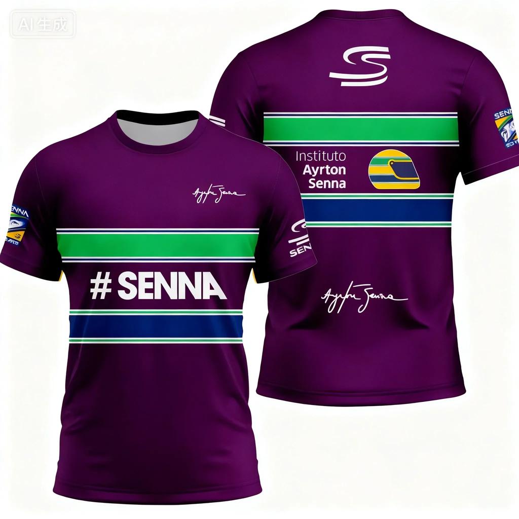 Ayrton Senna Nr. 12 Rennwagen Trikot Sommer Sport Freizeit Atmungsaktiv Herren Damen Kurzarm T-Shirt Familie Kinder T-Shirts