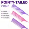 3pcs Steel Needle Tip Anti-Slip Comb - Threaded Plastic Hair Dyeing Tool, Heat-Resistant Salon Sectioning Pick for Coloring
