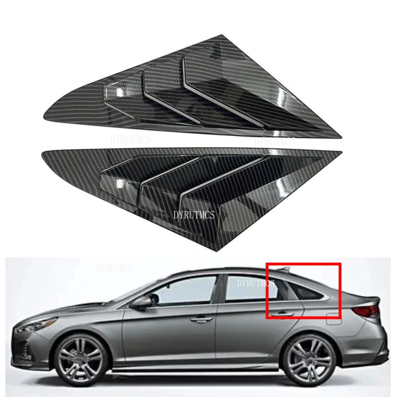 For Hyundai Sonata 9th 2015-2019Car Rear Louver Window Side Shutter Cover  Trim Sticker Vent Scoop Blind Shades Carbon Fiber ABS