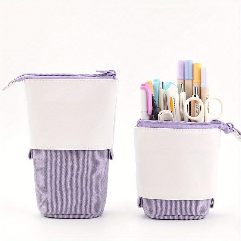 Creative Retractable Pencil Case School Stationery Storage Bag Solid Color Pen Case Cute Pen Holder Gifts for Pen Bag
