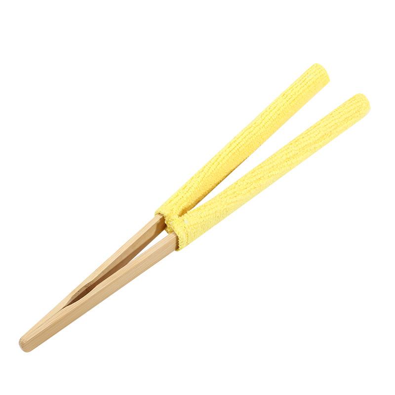 

1PCS Leaf Cleaning Tongs - Handheld Green Plant Cleaning Brush Bamboo Handle,Durable Bamboo Design for Efficient Leaf Removal жовтий