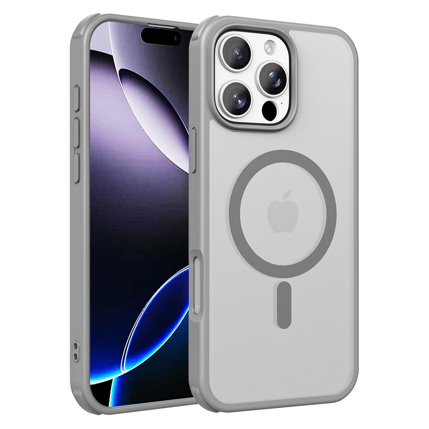 

For iPhone 16 Pro Magnetic Case Compatible with MagSafe TPU+PC Phone Cover Grey