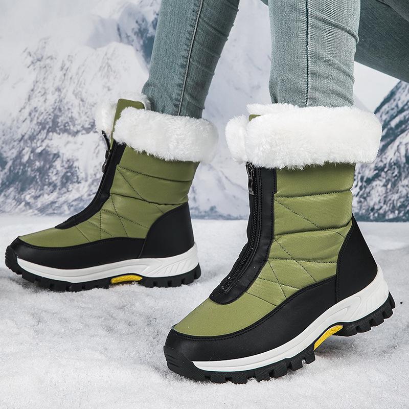 Women's Fleece-Lined High-Top Snow Boots - Warm, Thick, Plus Size Cotton Short Boots for Autumn/Winter Fashion