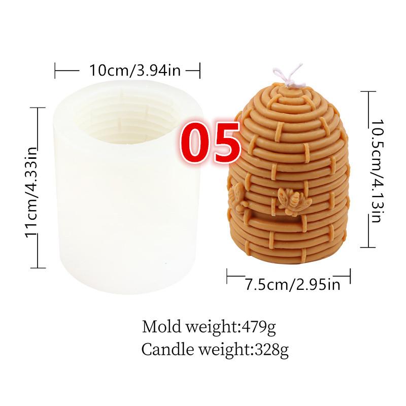 3D Honeycomb Cylinder Bee House Candle Silicone Mold DIY Handmade Making Scented Soap Resin Pastry Mould Family Desktop Ornament