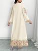 2026 Spring/Autumn Women's Floral Print Muslim Casual V-Neck Loose Bell Sleeve Long Dress