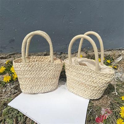 New Straw Bag Portable Cute Korean Style All-match Small Basket Shopping Purse Summer Cool Retro Woven Handbag Beach Bag