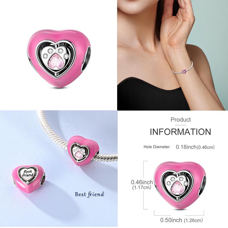 New In Charms 925 Silver Girls Luminous Pink Pendant Charms Bead Fit Original 925 Bracelet For Women DIY Jewelry Gift