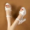 Wedge With Platform Waterproof Ladies Shoes Pearl Super-high Heel Women's Sandals Casual Luxury 2025 Summer Vip Korea Shoe Sales