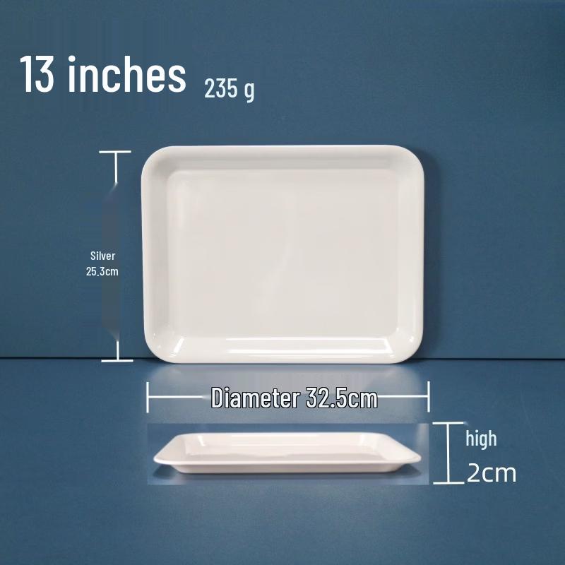 

ZISIZ 13-inch White Slanted Edge Square Serving Tray Set