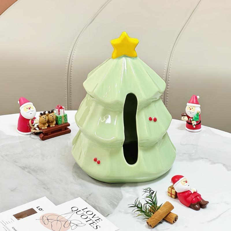 Christmas Tree Napkin Holder Home Tissue Storage Box Ceramic Organizer Festive Decorative Stylish Modern