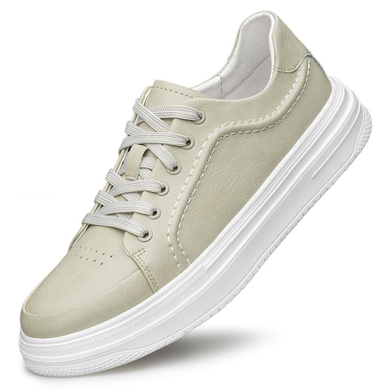 

European station men s board shoes versatile light luxury breathable casual shoes autumn flat men s shoes foreign trade cowhide sports shoes 44 бежевый