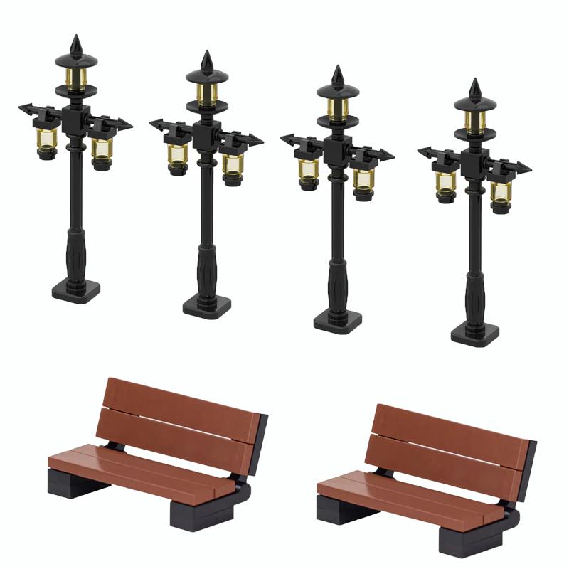 MOC Bricks Toys Model Compatible MOC Parts Bricks City Street Lamp Building Block Lamp with Halloween Bat Lamp