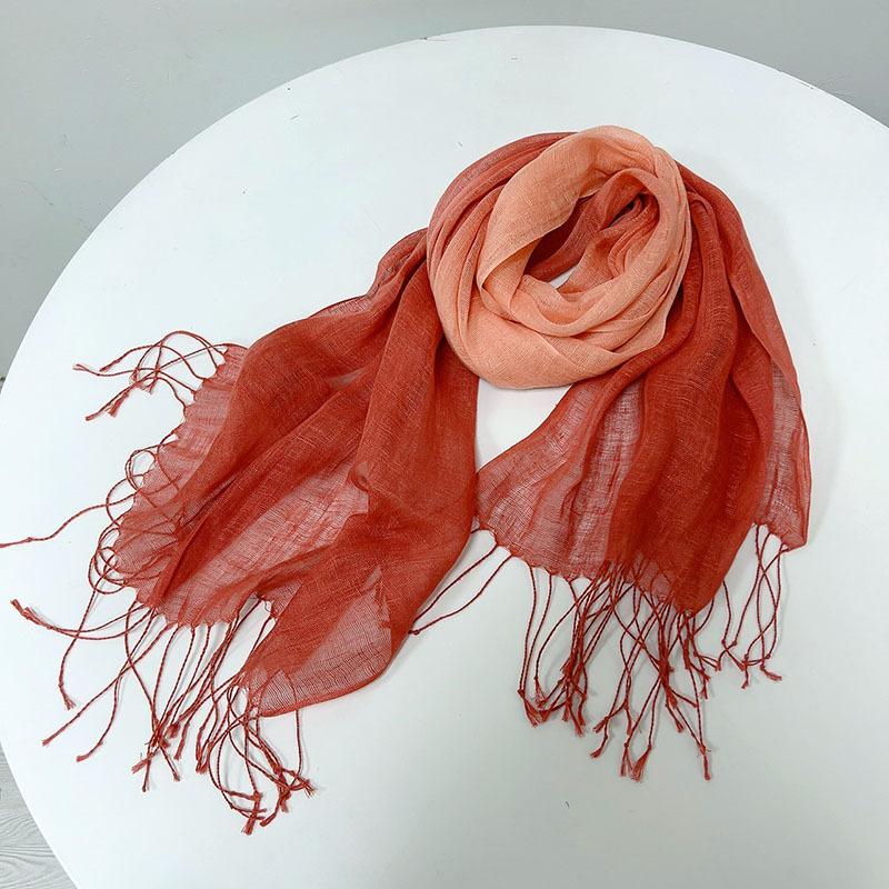100% Linen Gradient Woman Spring Scarf Echarpe Muslim Hijab Foulard Shawls Tie Dye Scarves Women/Men Sjaal Scarfs for Ladies